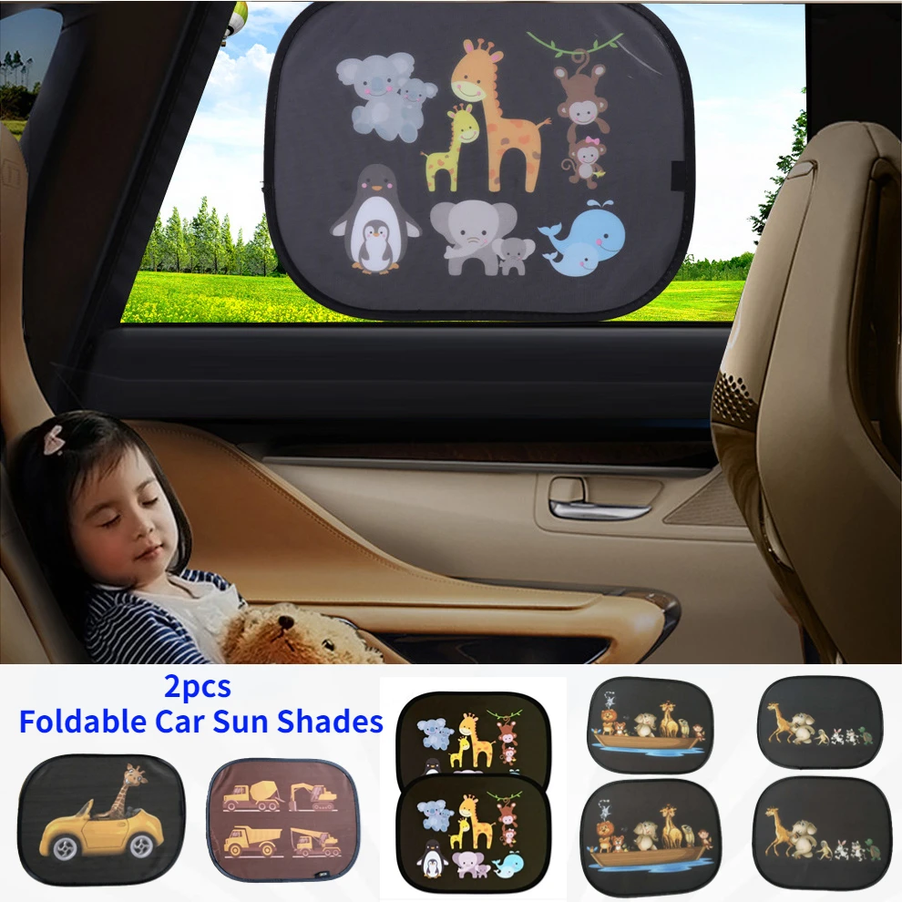 2pcs Foldable Car Sunshade Animal Creative Car Sun Shades Portable Car Side - £12.15 GBP