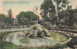El Paso Tx~Fountain In San Jacinto Plaza~Albertype Tinted Photo Postcard - £8.86 GBP