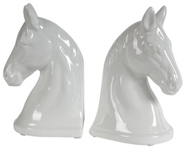 A&amp;B Home Porcelain White Horse Head Bookends Set Of 2 - £43.52 GBP