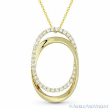 0.72ct Diamond Pave 14k Yellow Gold Oval Eternity Charm Pendant &amp; Chain Necklace - £1,526.36 GBP