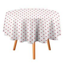Red Hearts Tablecloth Round Kitchen Dining for Table Cover Decor Home - £12.78 GBP+