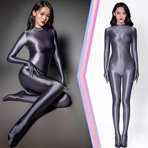 Women Oil Shiny Gloss Boysuit Elastic Spandex Opaque Sport Yoga Jumpsuit Catsuit - £21.66 GBP