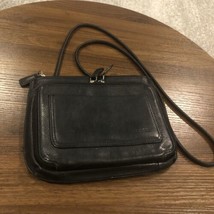 Fossil Black Pebbled Leather Top Zip Crossbody Shoulder Bag Purse Handbag - $31.17 CAD