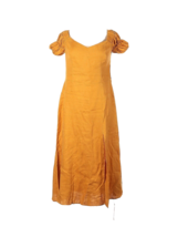 NWT Reformation Canopy in Ochre Yellow Off-shoulder Linen Midi Dress 12 - £111.88 GBP