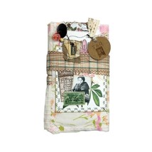 Writing Junk Journal Vintage Style Fabric Cover Diary Includes Ephemera No 21 u - $53.99