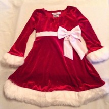 Size 4 Ashley Ann dress red metallic faux fur long sleeve  - $19.99