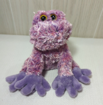 Wishpets Frog Lotus purple pink speckled Plush yellow eyes sitting 2002 - £11.09 GBP