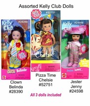 Barbie Kelly Club Dolls Clown Belinda, Pizza Time Chelsie, Jester Jenny Lot of 3 - £27.69 GBP