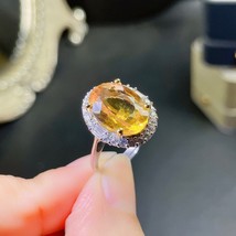 Natural Citrine Charm Gemstone Party Personalized Oval 925 Silver Ring Women Jew - £58.38 GBP