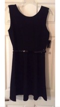 George Knit Sleeveless Dress W/ Belt Women&#39;s S 4 -6  Black Soot NWT - £11.70 GBP