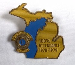 Lions Club Lapel Pin Michigan State 100% Attendance 1978-1979 Vintage Ha... - £6.80 GBP