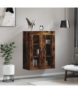 Industrial Rustic Smoked Oak Wooden Wall Mounted 2 Door Storage Cabinet ... - £87.20 GBP