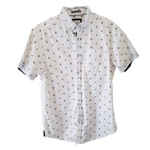 Cactus Man Men&#39;s White Ship Print Short Sleeve Button Down Shirt with Po... - $17.42