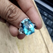 SUNSET Blue Topaz Ring-Blue mystique topaz ring Turkish Handmade Jewelry Delicat - £62.07 GBP