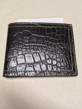 Martin Dingman Bifold Handmade Alligator Grain Black Leather Wallet - $95.00