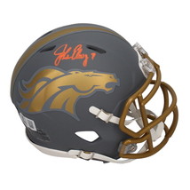 John Elway Autographed (Orange) Broncos Slate Mini Speed Helmet Beckett - £280.90 GBP