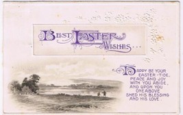 Holiday Postcard Embossed Best Easter Wishes River 1913 - £1.73 GBP