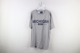 Vintage 90s Mens Large Faded Spell Out University of Michigan T-Shirt Gray USA - $34.60