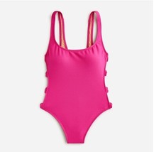 New J Crew Women Pink Ribbed Side Bow Cut-out One Piece Swimsuit 2 6 8 1... - £31.45 GBP
