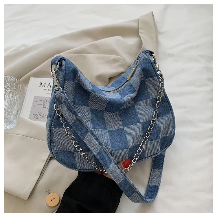 As shoulder bags fashion plaid hobos bolsas bag chain retro messenger bag ladies casual thumb200