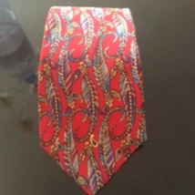 VTG METROPOLITAN MUSEUM OF ART 100% Silk Tie Red Peacock Feather Design ... - £19.13 GBP