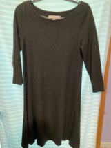 Loft Lady&#39;s Dress Xs Deep Gray 3/4 Sleeve Soft &amp;Light Weight B3 - £20.63 GBP