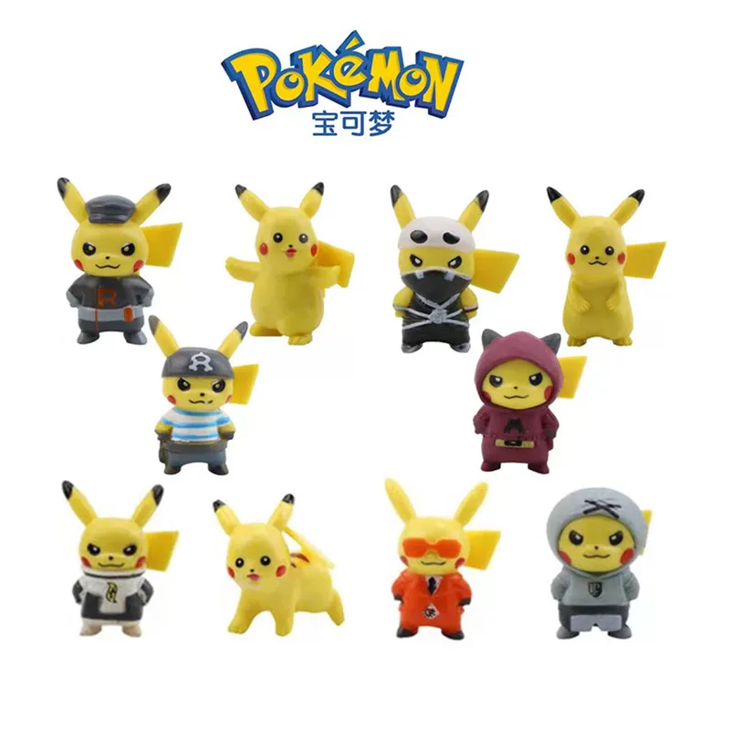 10 Pcs Set Pokemon Figures Cartoons Anime Figure Pikachu Pocket Monster Mini Toy - £10.98 GBP