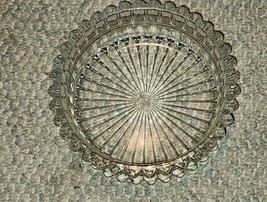 Clear Glass Crystal Candy Coin Dish Ribbed Sides Stadium Look 7 Inch Wide - $16.99