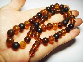 Islamic Prayer 45 Bead Natural Baltic Amber Tasbih Amber Kehribar pressed - £106.83 GBP