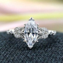 2.20CT Simulated Diamond Marquise Milgrain Vintage Art Deco Ring Sterling Silver - £87.76 GBP