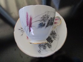 Old Royal Bone ENGLAND china cup and saucer pink wheat design ORIGINAL - £34.79 GBP