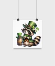 Raccoon Leprechaun Poster For St. Patrick&#39;s Day, Trash Panda Art Print, ... - $24.45+