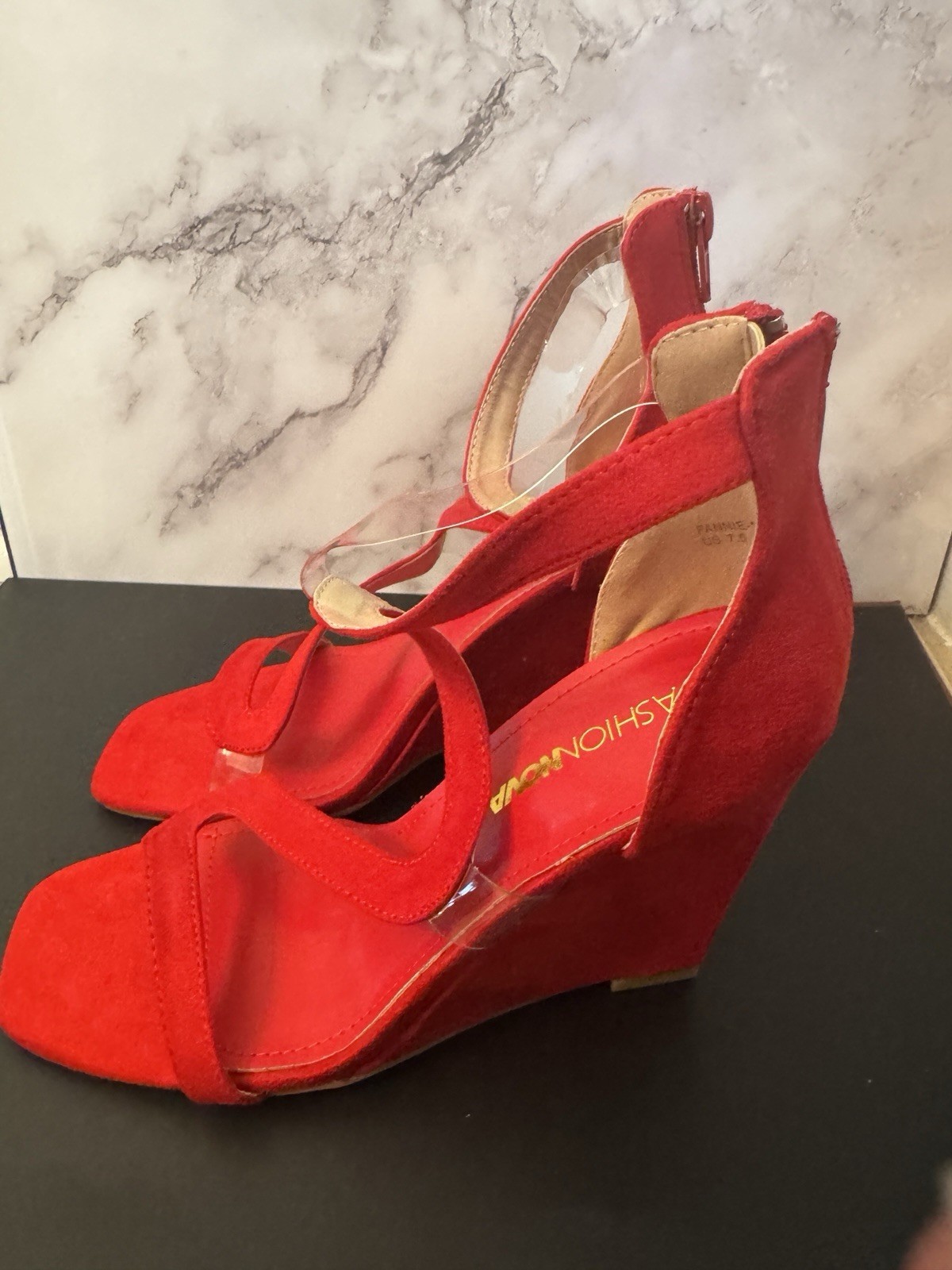 Fashion Nova Fannie Red Shoes Size 7.5  - $14.85