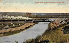 Railway Train Elbow River Bridge Grandview Calgary Alberta Canada 1917 postcard - £5.54 GBP