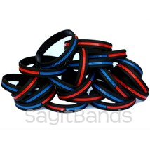 Set of Thin COMBINED Thin Red and Blue Line Police Fire Wristband Bracel... - £4.68 GBP+