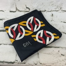 Handkerchief Scarf Go! Black 34” X 35” Gold Red White Rings - £9.38 GBP