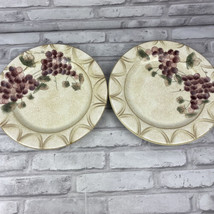 Oneida Veneto Dinner Plate 5971764 Grapes Leaves Wine Purple Cream Lot of 2 - £22.42 GBP