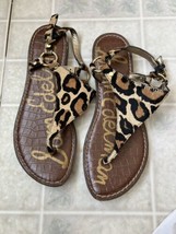 Sam Edelman Greta Leopard Print Sandal Flat Size 7 Leather Upper - £21.50 GBP