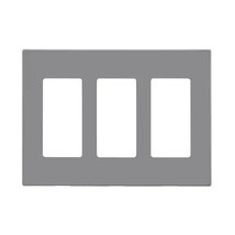 Wallplate 3-Gang Screwless Polycarbonate Light Gray, Leviton R09-80311-0LG - $0.99