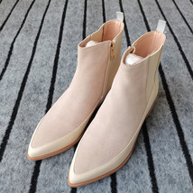 Women Ankle boots Genuine Leather plus size 22-26.5cm Cowhide+cow suede Pointed  - £103.91 GBP