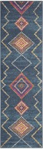 8&#39; Navy Blue Southwestern Berber Runner Rug - £62.64 GBP