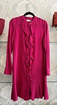 TORY BURCH Fuchsia 100% Silk Long Sleeve Shift Dress Style# 33536 Sz. 6 $500 - £94.35 GBP