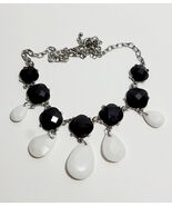 Vintage Costume Handmade Necklace Black White Tear Drop 12&quot; B65 - $392.88 MXN
