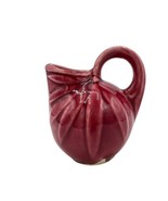 SHAWNEE POTTERY Burgundy Miniature BALL PITCHER Jug with Leaves 1930&#39;s V... - $18.66