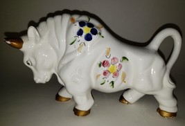 Vintage TILSO Japan Hand Painted White Bull - $30.00