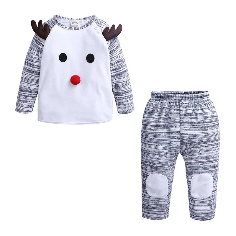 House Home Baby Christmas clothing set Newborn Infant Girls Boy Deer ear Striped - £29.57 GBP