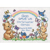 Dimensions Mini Counted Cross Stitch Kit 7X5-God's Babies Birth Record 14 Ct - $739.83 MXN
