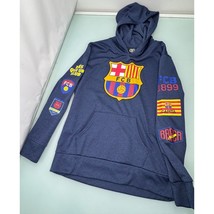 FC Barcelona Hoodie Navy Blue FCB Crest Pullover Sweatshirt Youth Large L - £15.45 GBP