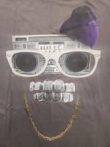 Boom box diamond grill rapper tee L Gildan hip hop unisex Gray Tee Shirt Large - £5.94 GBP