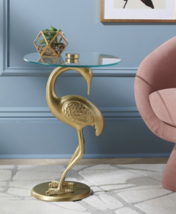 ANTHROPOLOGIE STYLE PAVO Gold Bird Ibis Crane  Accent Side Table NEW - £148.82 GBP
